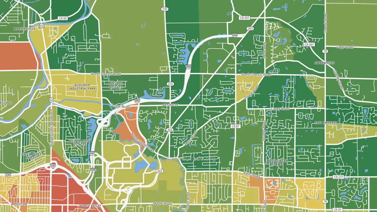 Getzville, NY Map of Arson Rates