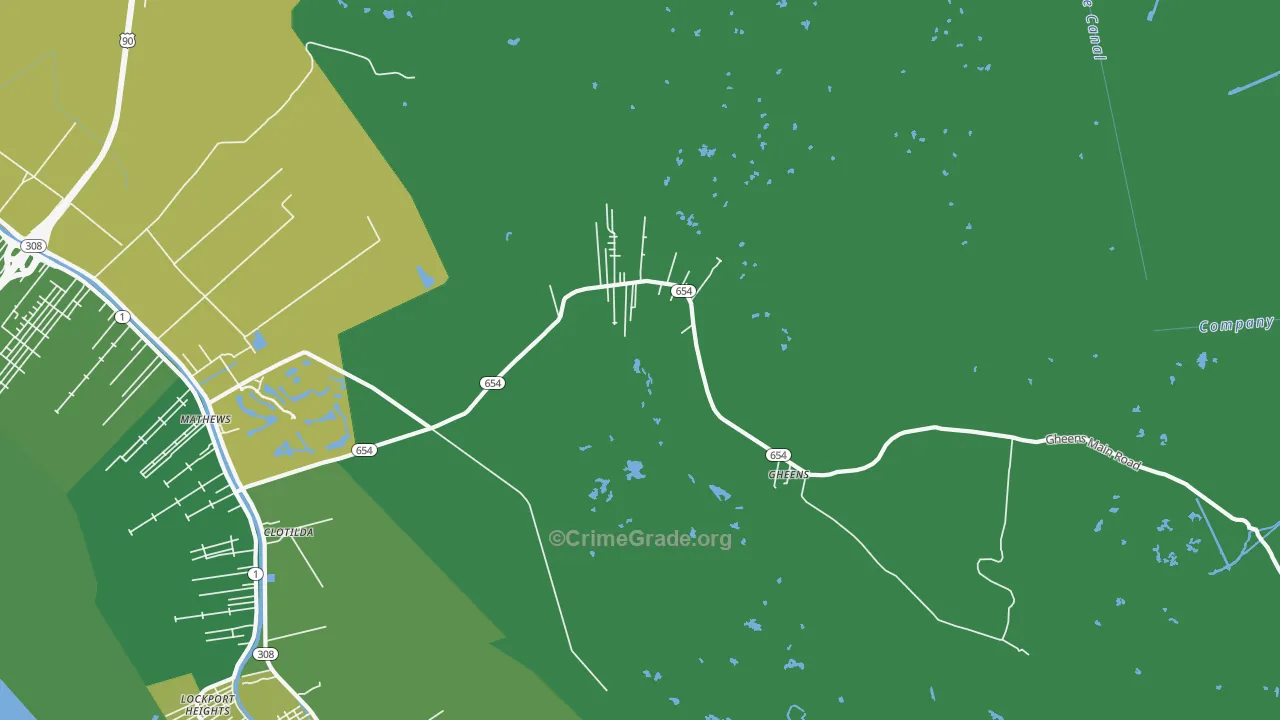 Gheens, LA Map of Arson Rates