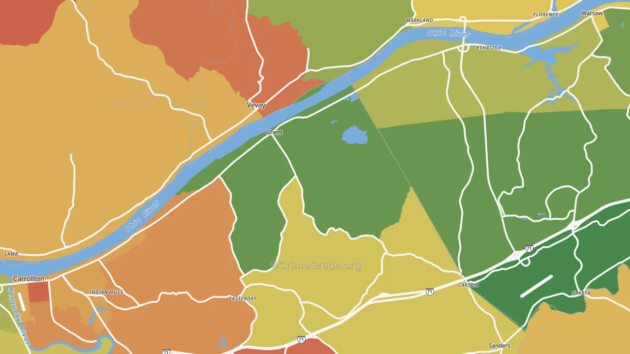 Ghent, KY Map of Arson Rates