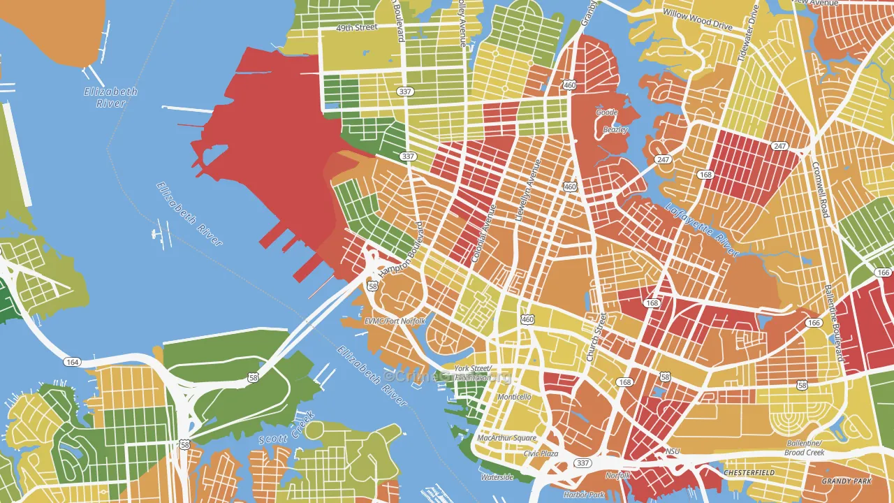 Ghent, Norfolk, VA Map of Arson Rates