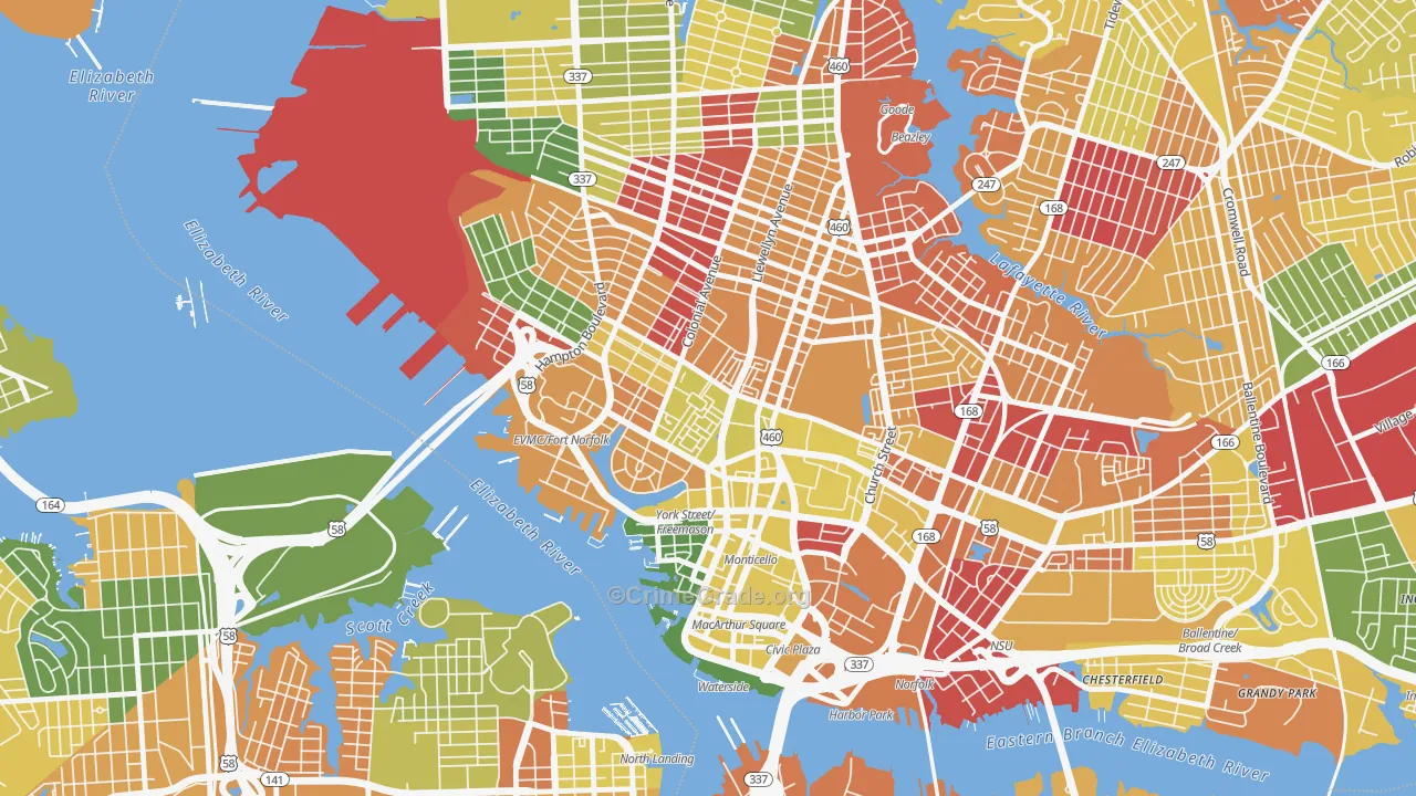 Ghent Square, Norfolk, VA Map of Arson Rates