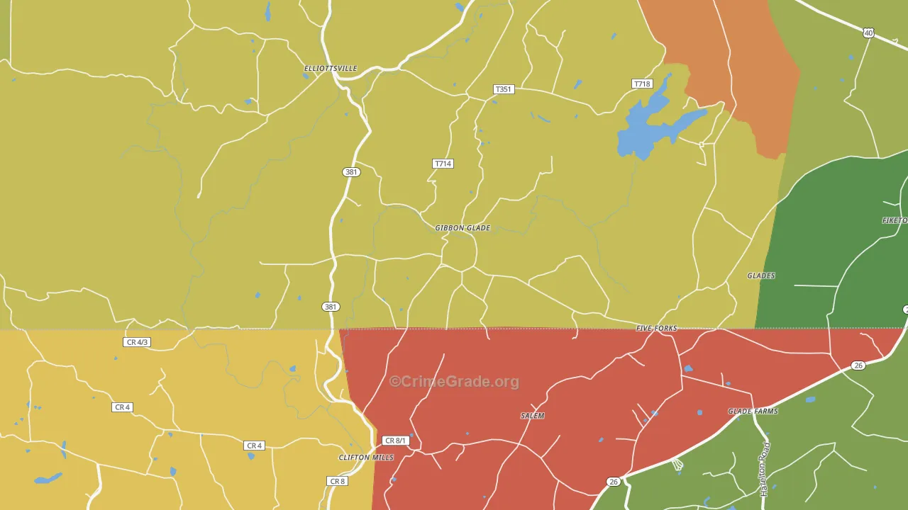 Gibbon Glade, PA Map of Arson Rates