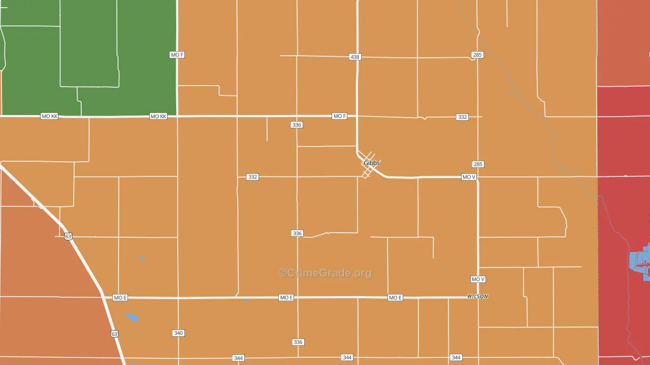 Gibbs, MO Map of Arson Rates