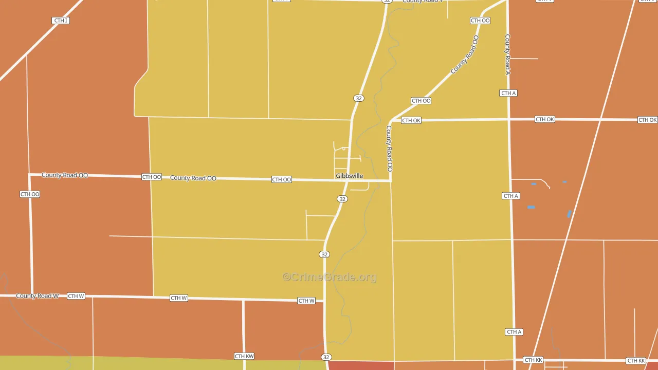 Gibbsville, WI Map of Arson Rates