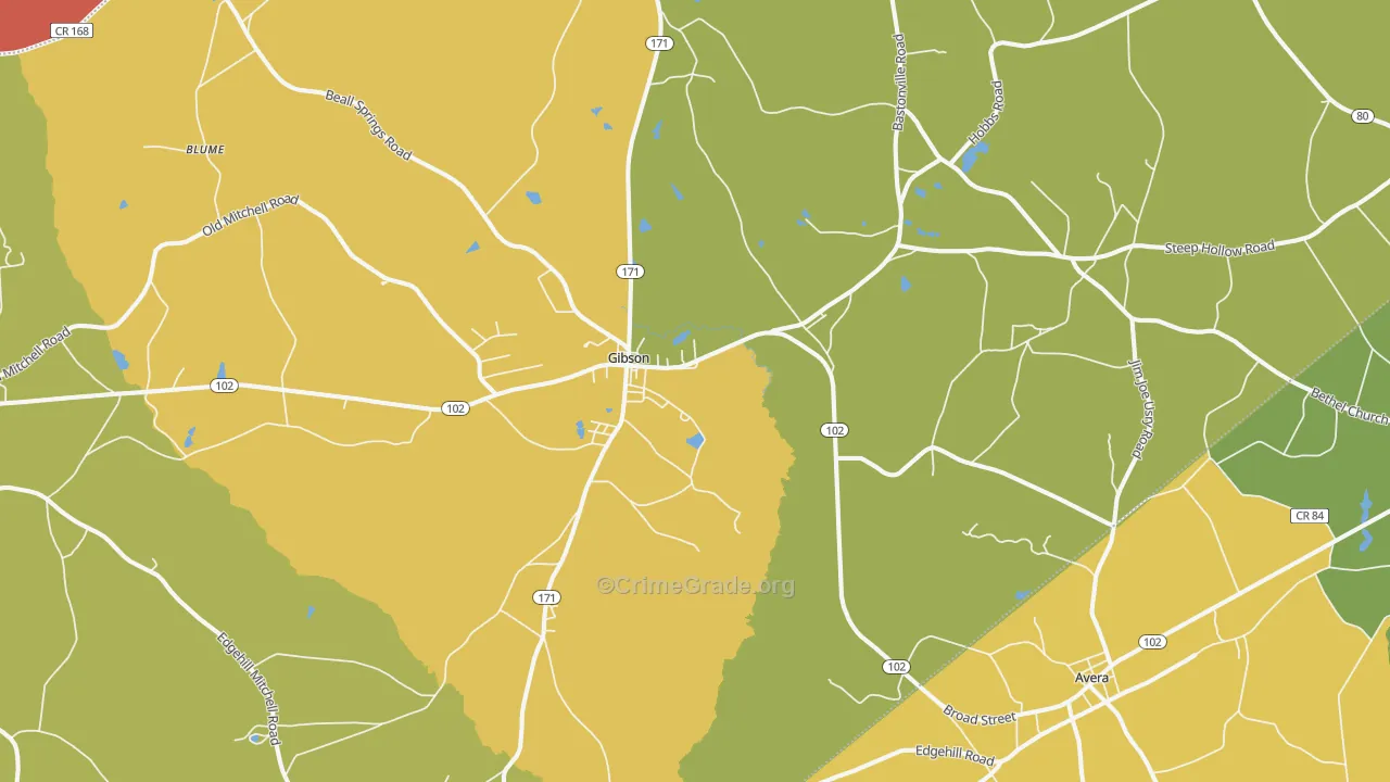 Gibson, GA Map of Arson Rates