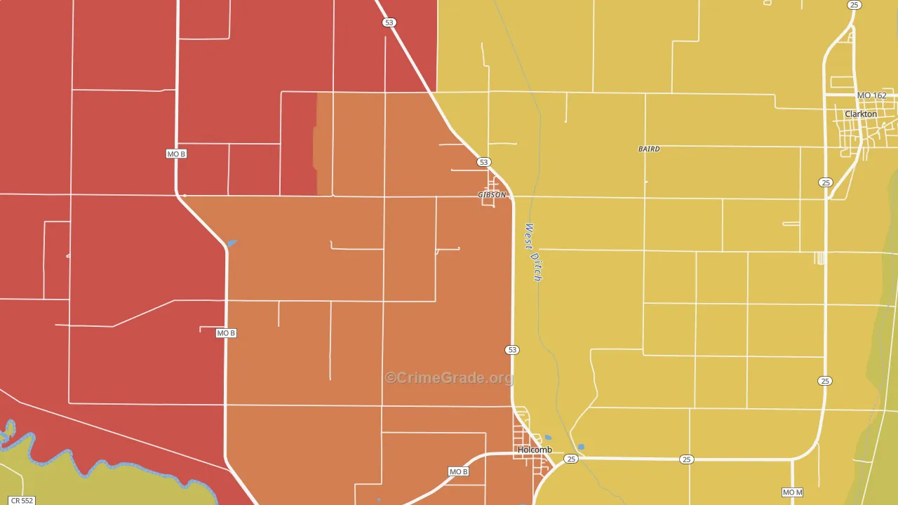 Gibson, MO Map of Arson Rates
