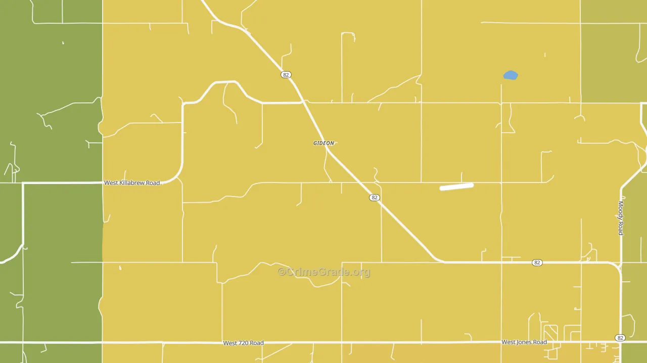 Gideon, OK Map of Arson Rates