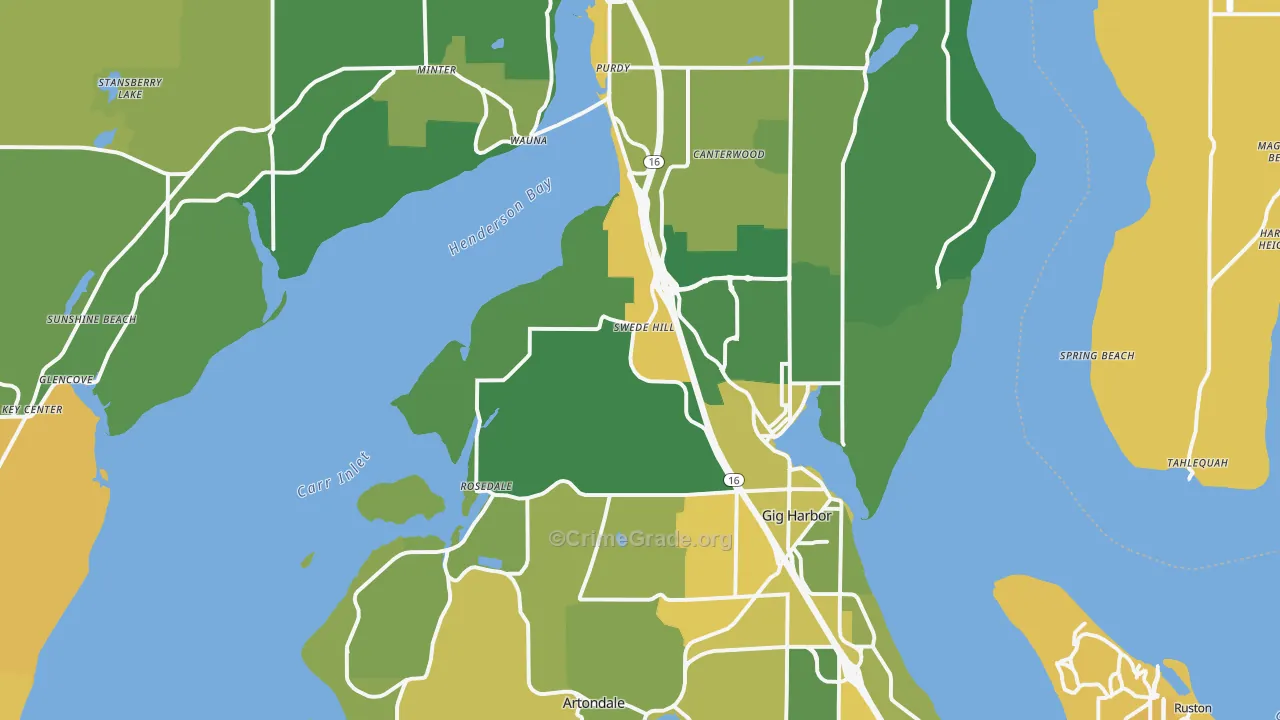 Gig Harbor, WA Map of Arson Rates