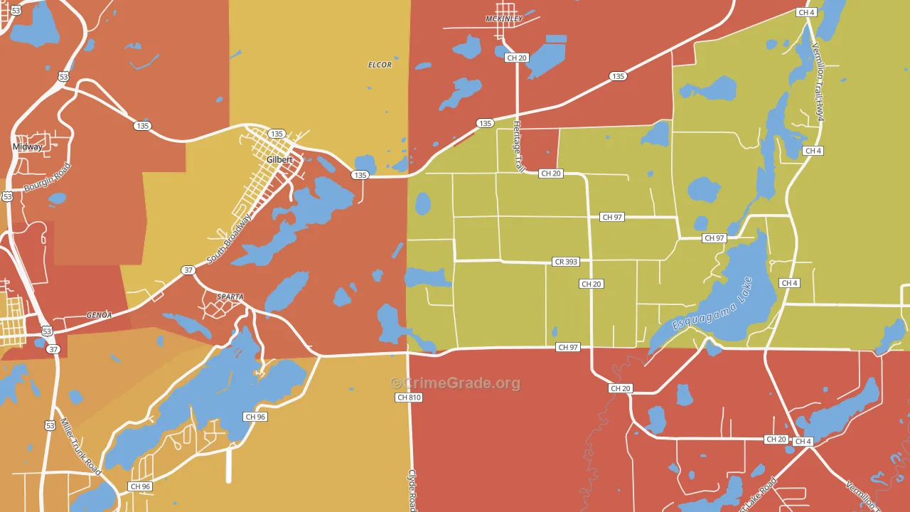 Gilbert, MN Map of Arson Rates