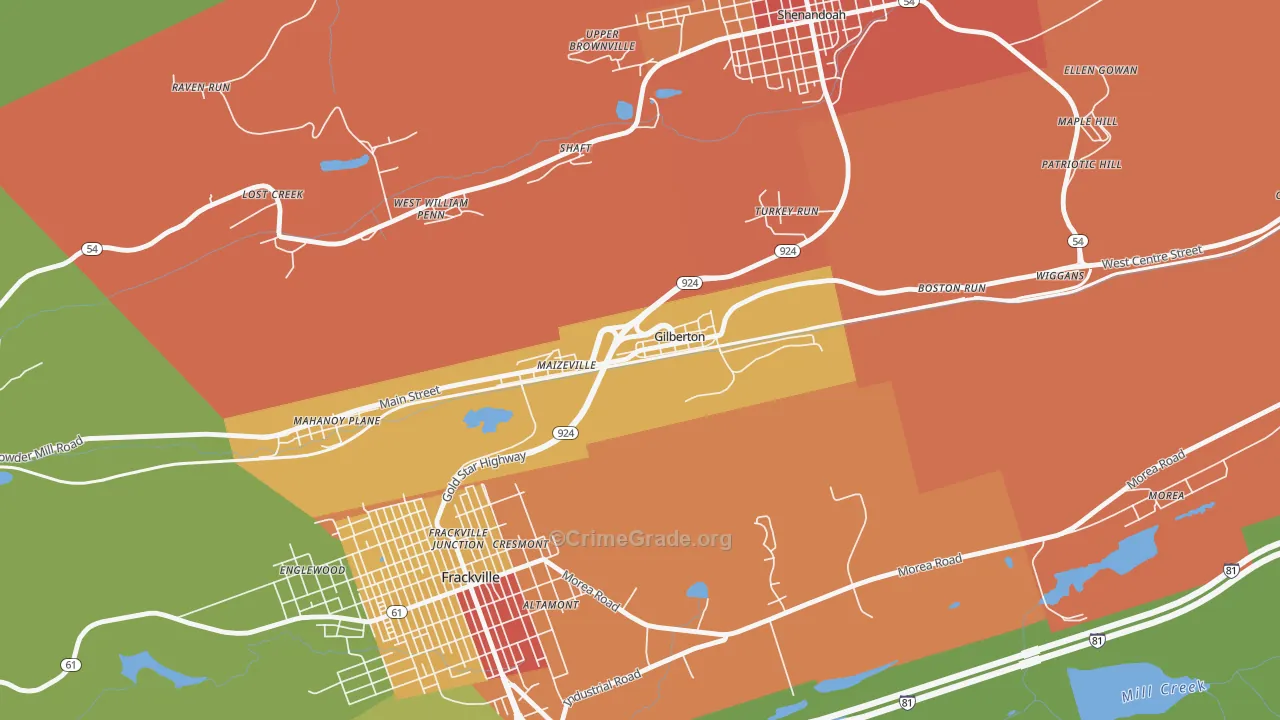 Gilberton, PA Map of Arson Rates