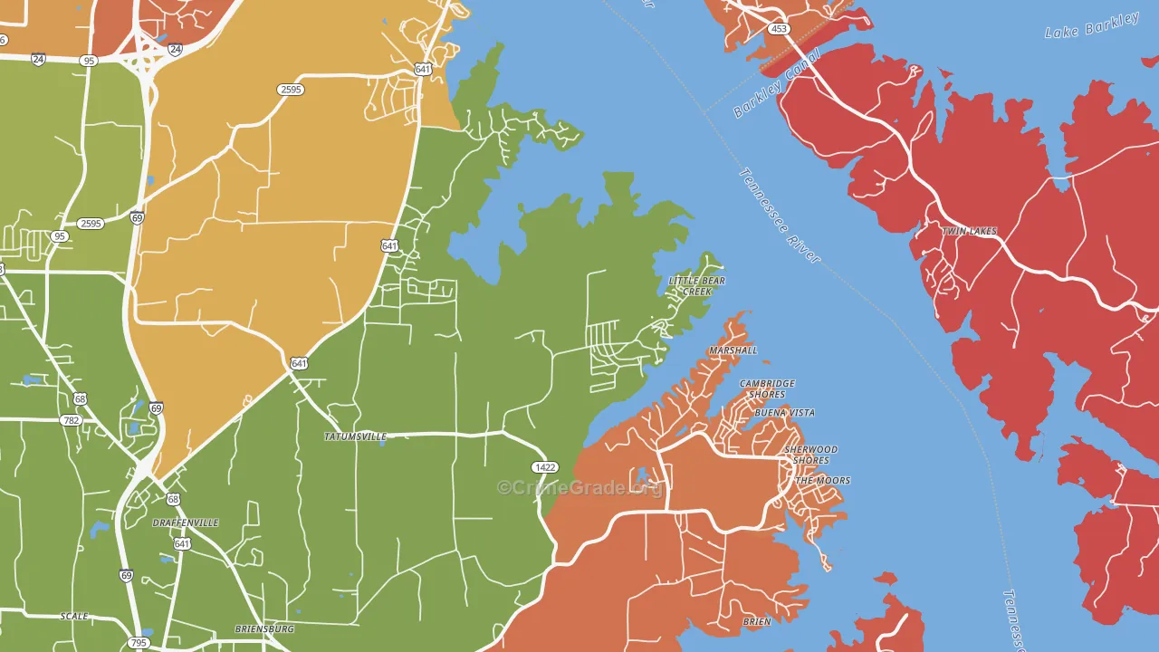 Gilbertsville, KY Map of Arson Rates