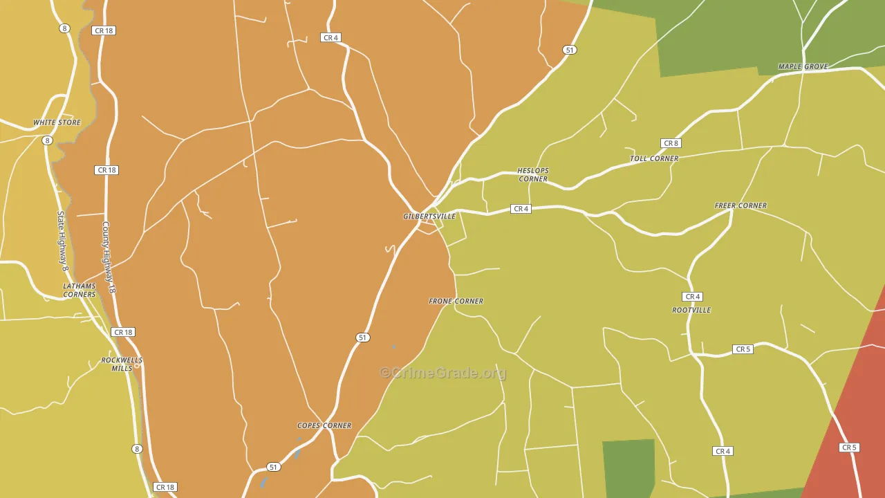 Gilbertsville, NY Map of Arson Rates