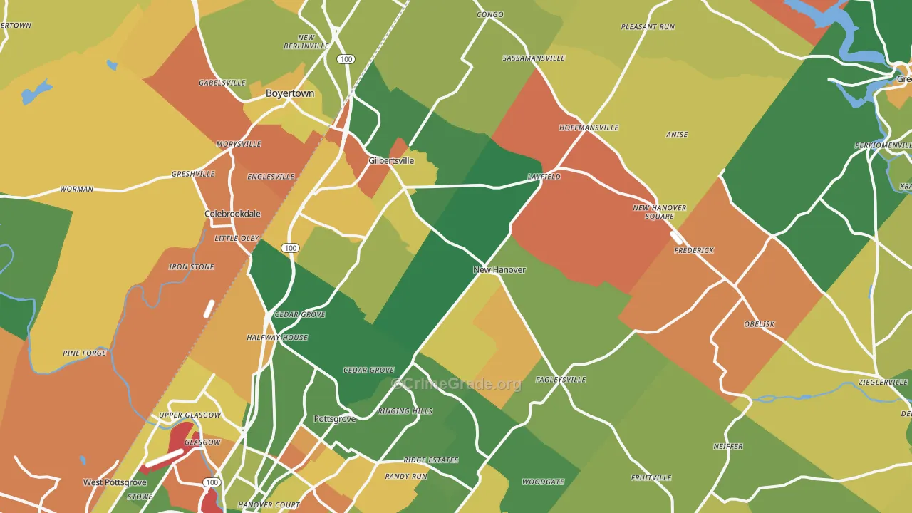 Gilbertsville, PA Map of Arson Rates