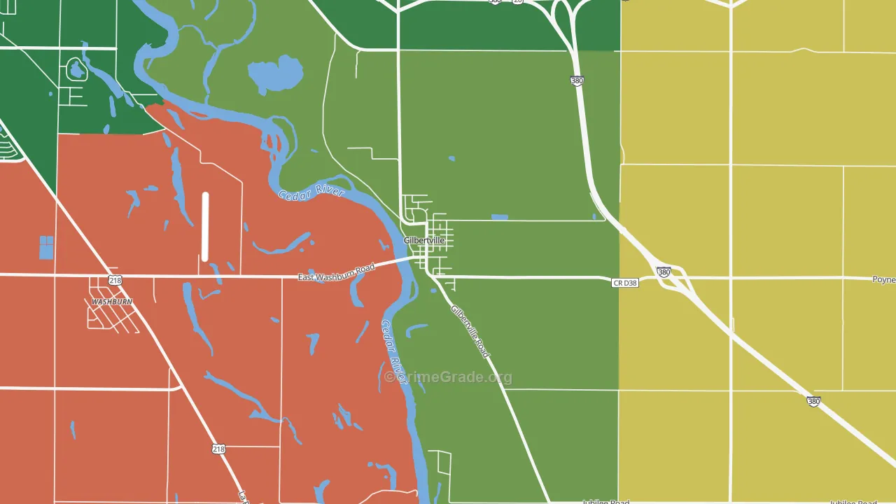 Gilbertville, IA Map of Arson Rates