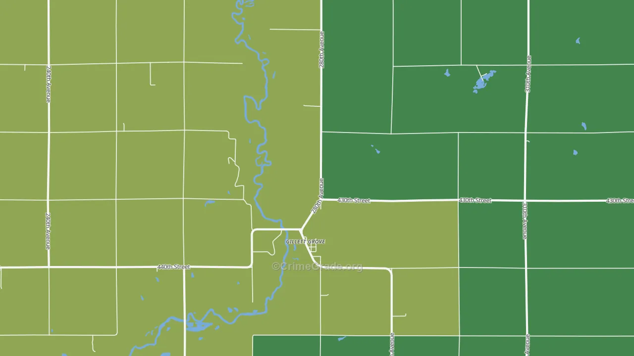 Gillett Grove, IA Map of Arson Rates