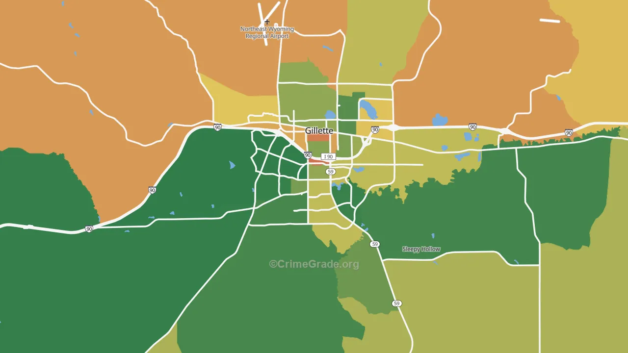 Gillette, WY Map of Arson Rates