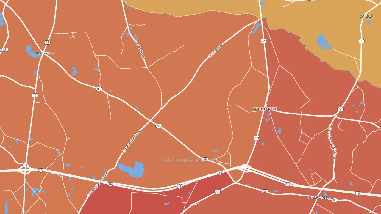 Gillis Springs, GA Map of Arson Rates