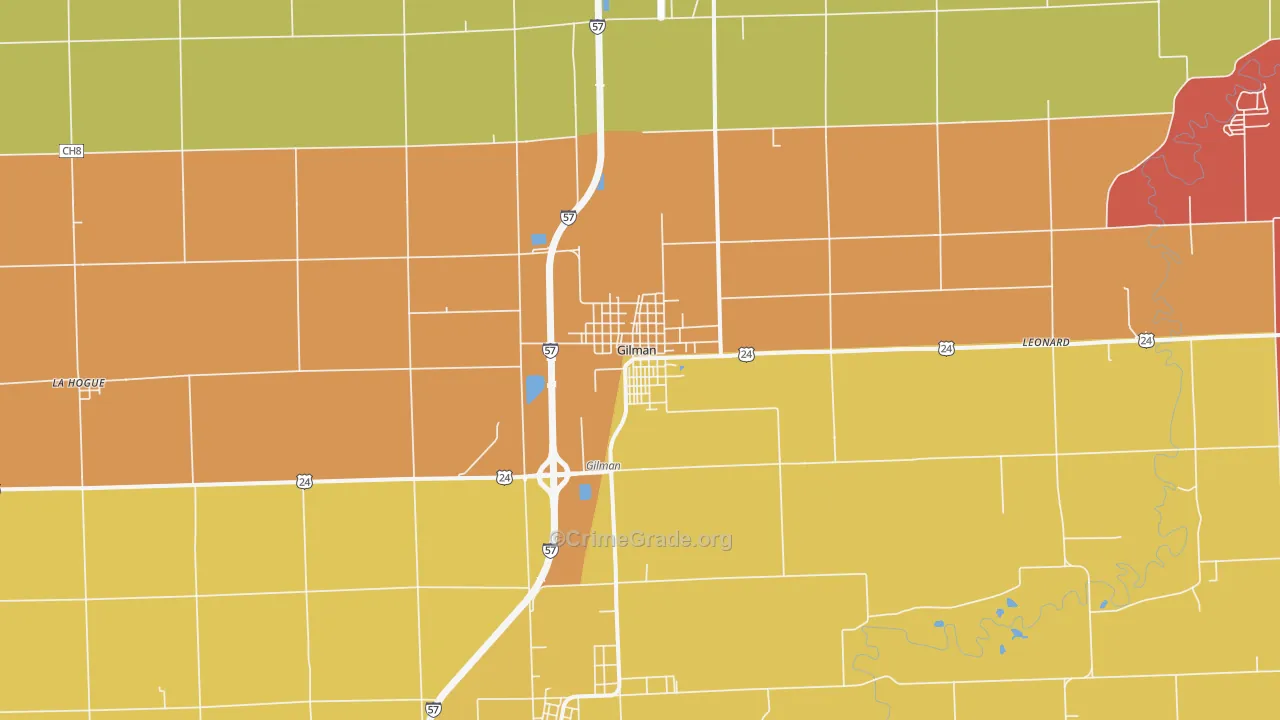 Gilman, IL Map of Arson Rates