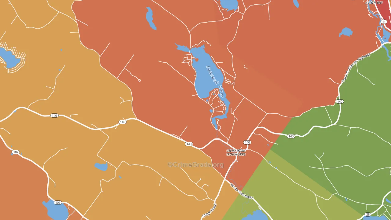 Gilmanton Iron Works, NH Map of Arson Rates