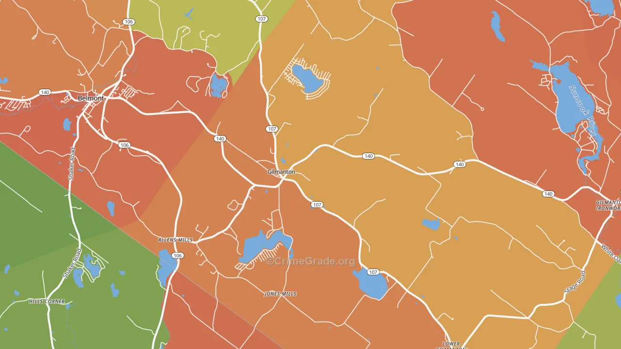 Gilmanton, NH Map of Arson Rates