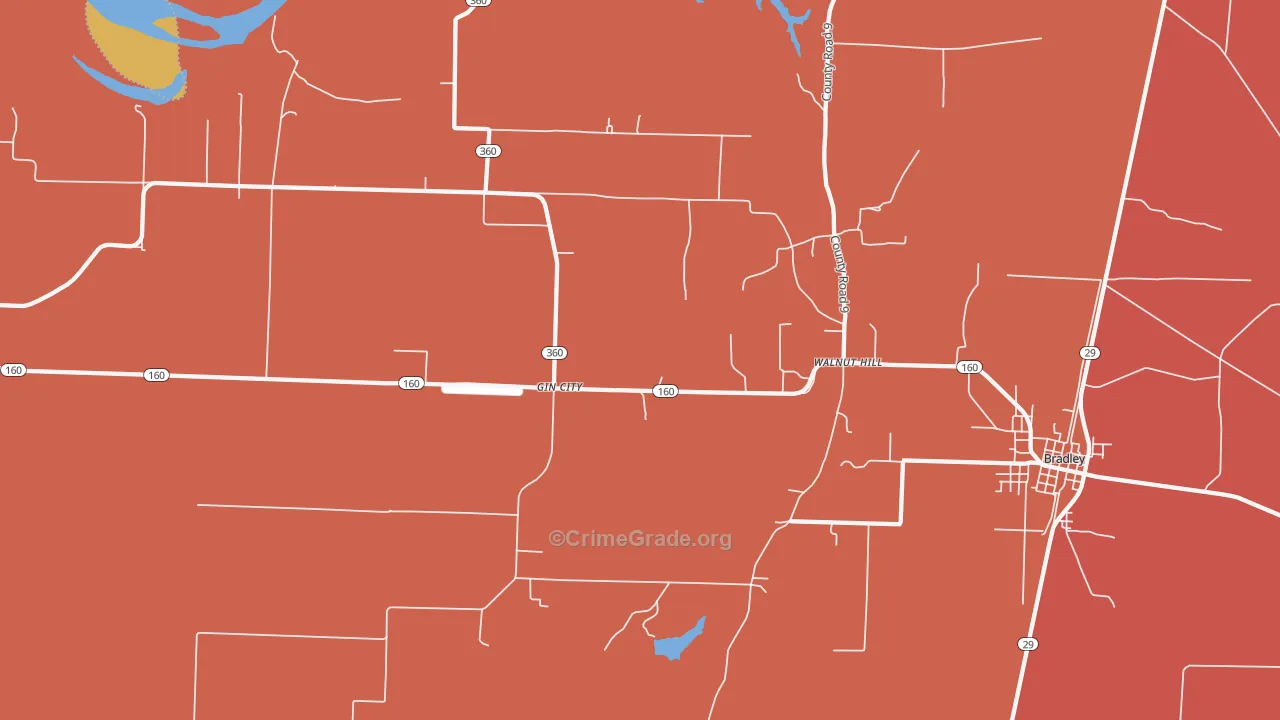 Gin City, AR Map of Arson Rates
