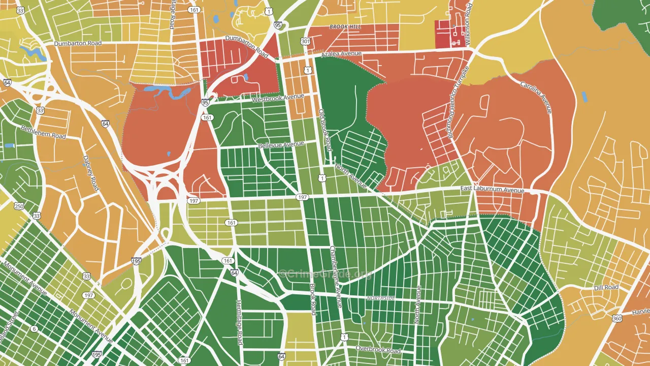 Ginter Park, Richmond, VA Map of Arson Rates