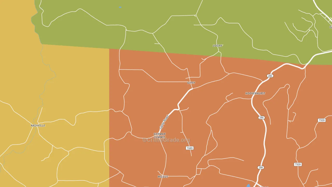Gipsy, PA Map of Arson Rates