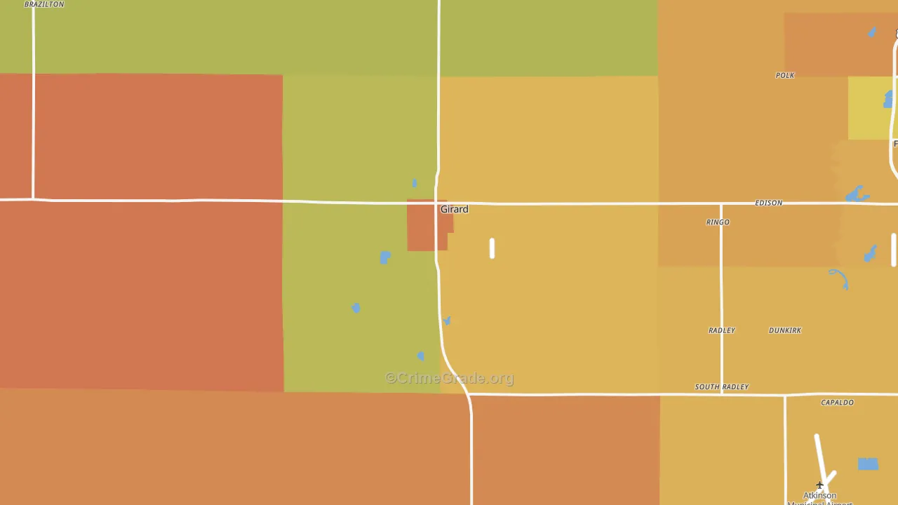 Girard, KS Map of Arson Rates