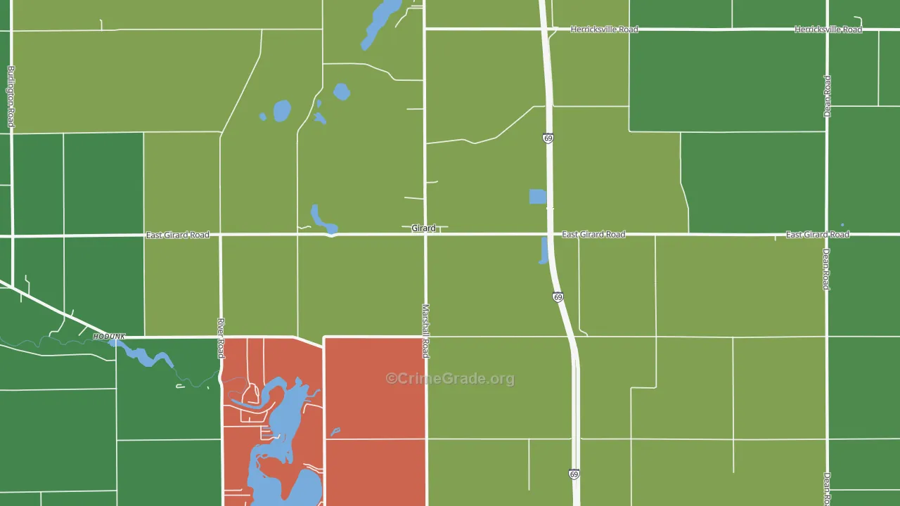 Girard, MI Map of Arson Rates