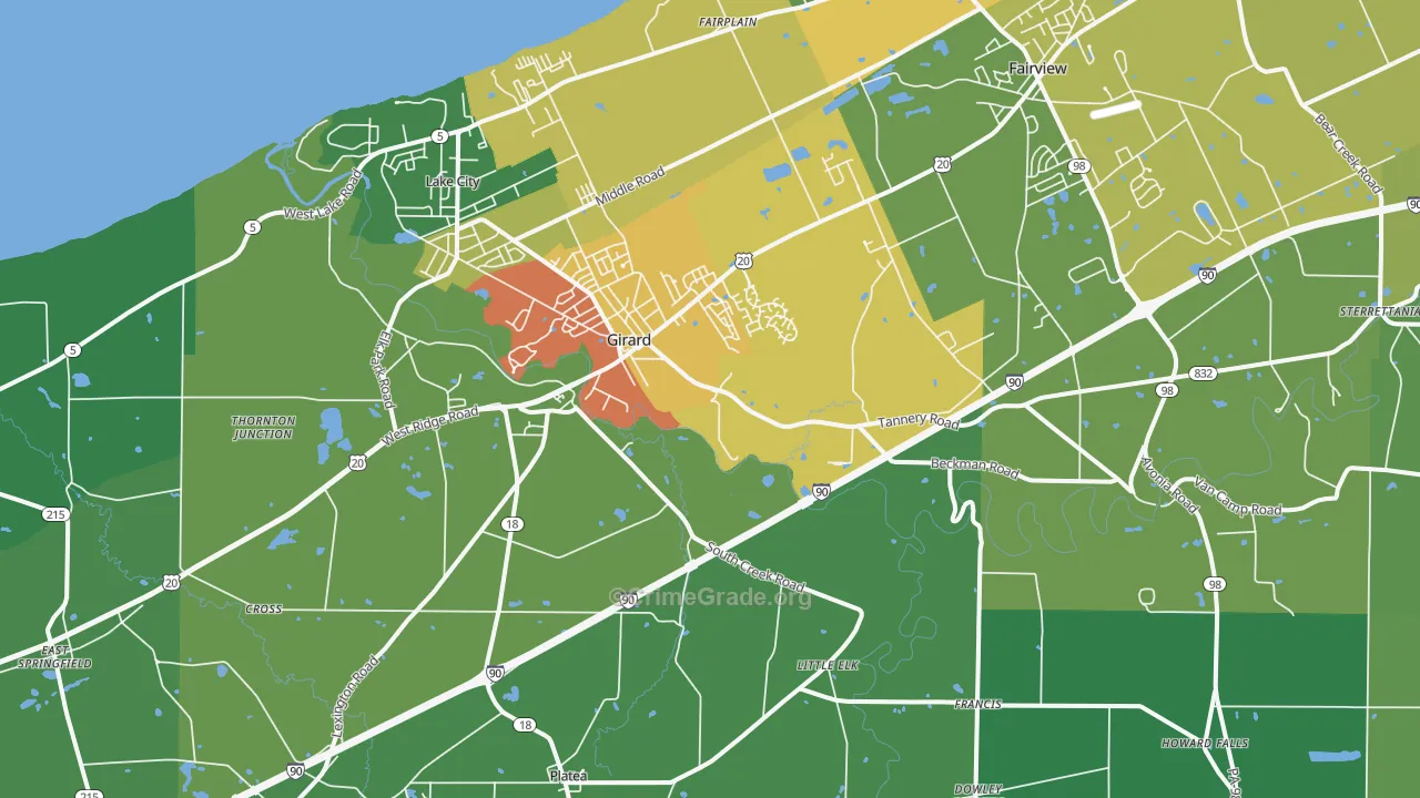 Girard, PA Map of Arson Rates