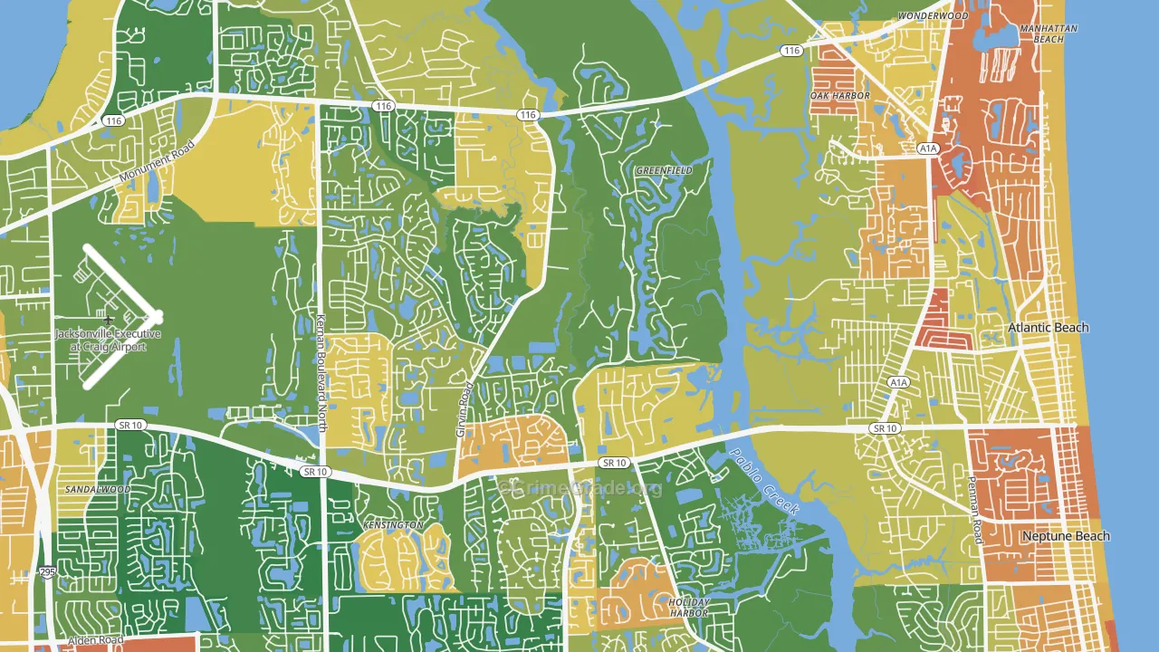 Girvin, Jacksonville, FL Map of Arson Rates