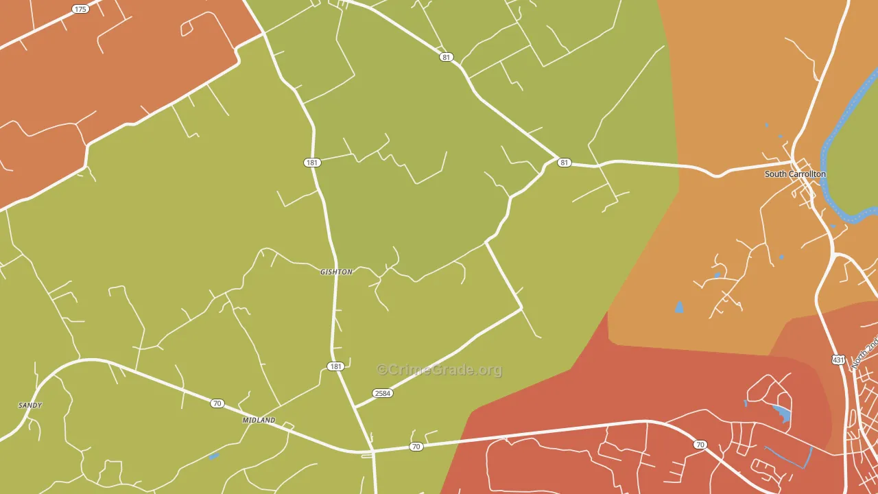 Gishton, KY Map of Arson Rates