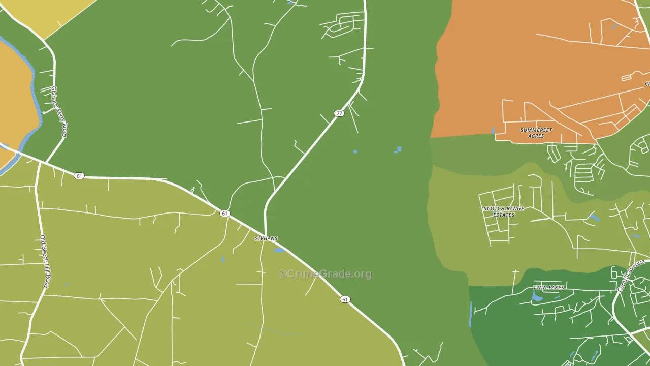 Givhans, SC Map of Arson Rates
