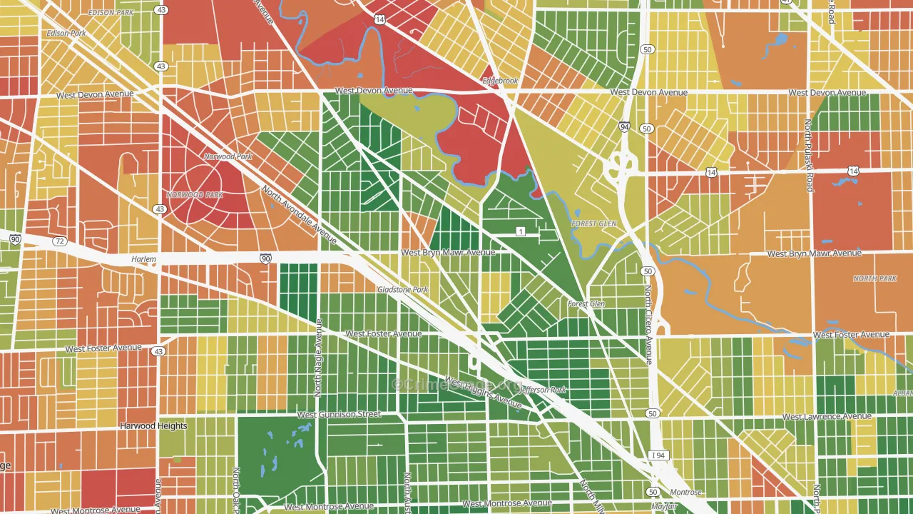 Gladstone, Chicago, IL Map of Arson Rates