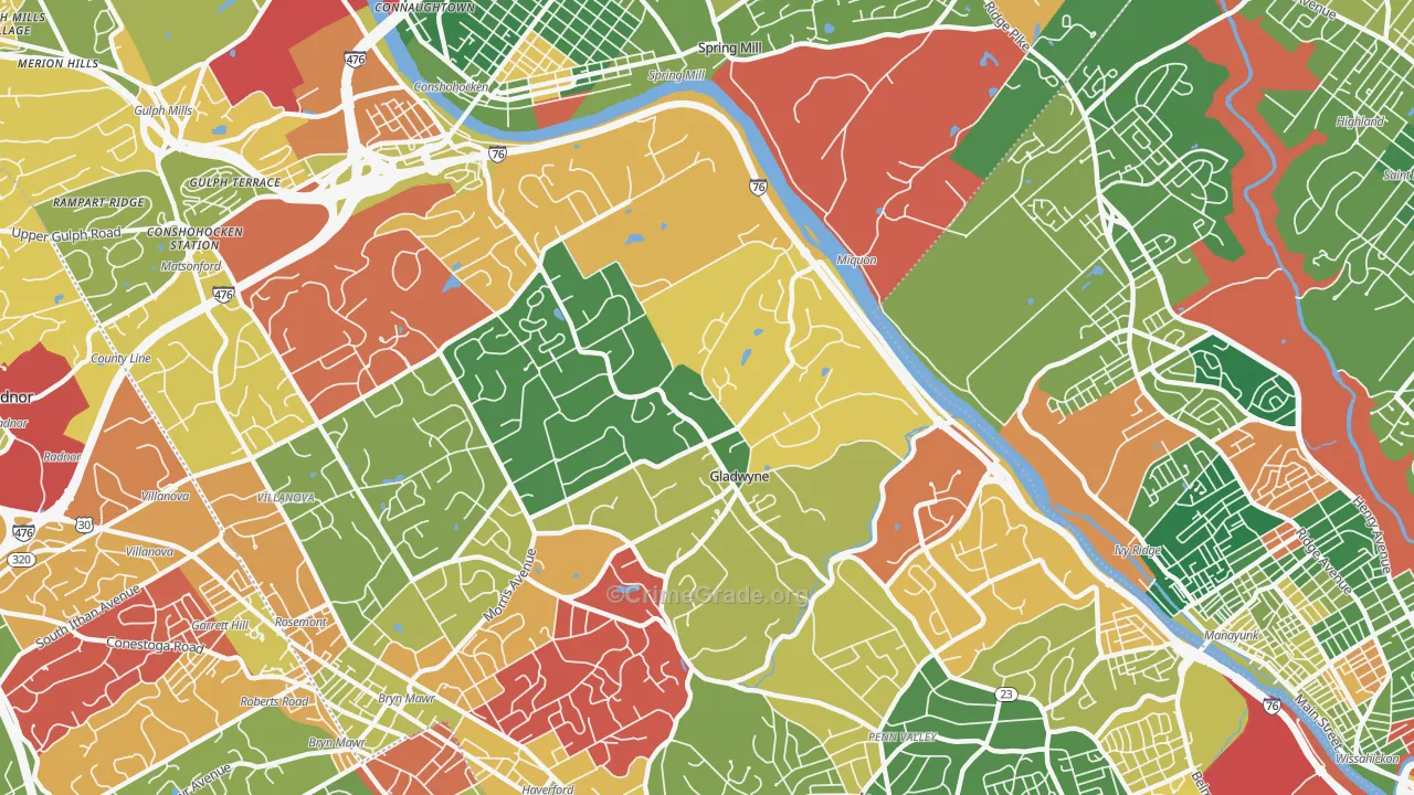 Gladwyne, PA Map of Arson Rates