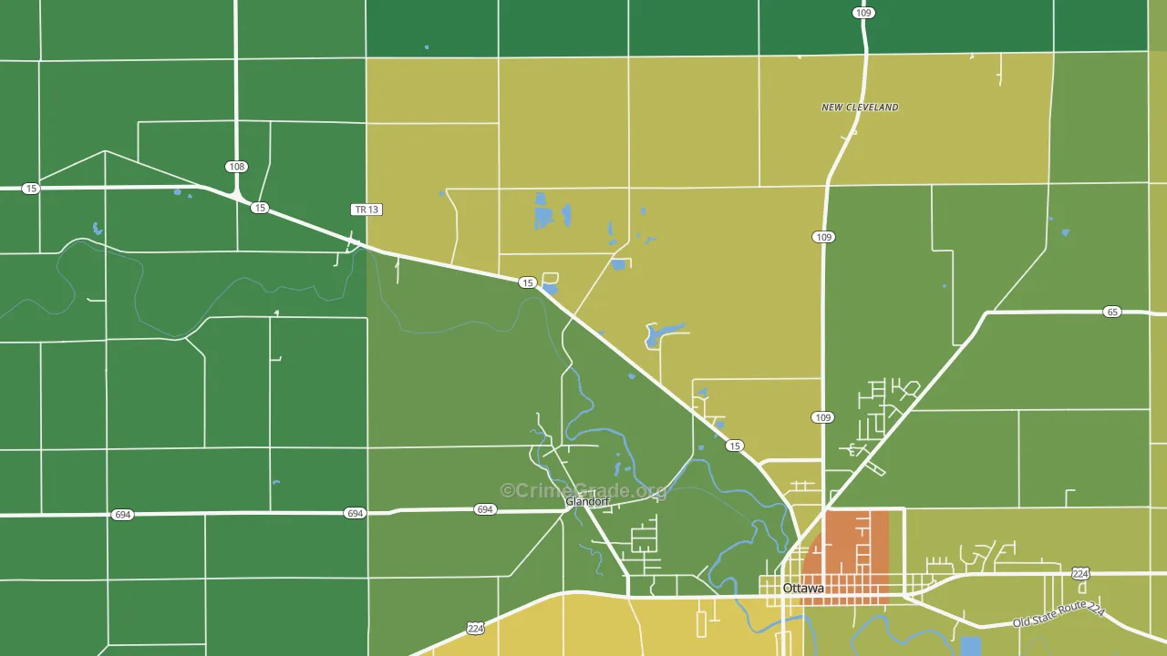 Glandorf, OH Map of Arson Rates