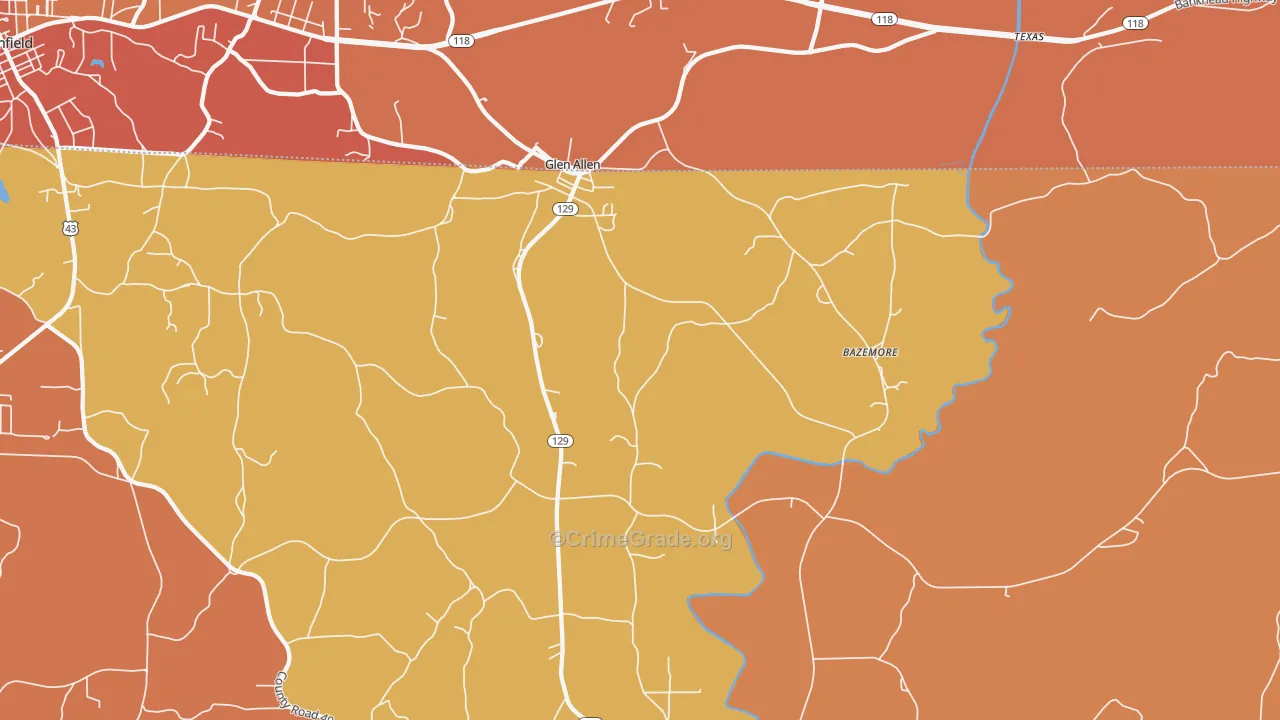 Glen Allen, AL Map of Arson Rates