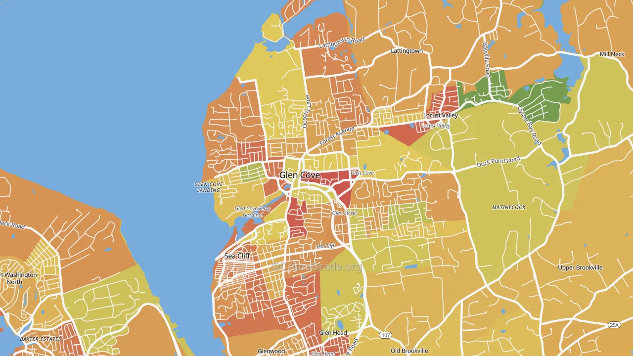 Glen Cove, NY Map of Arson Rates
