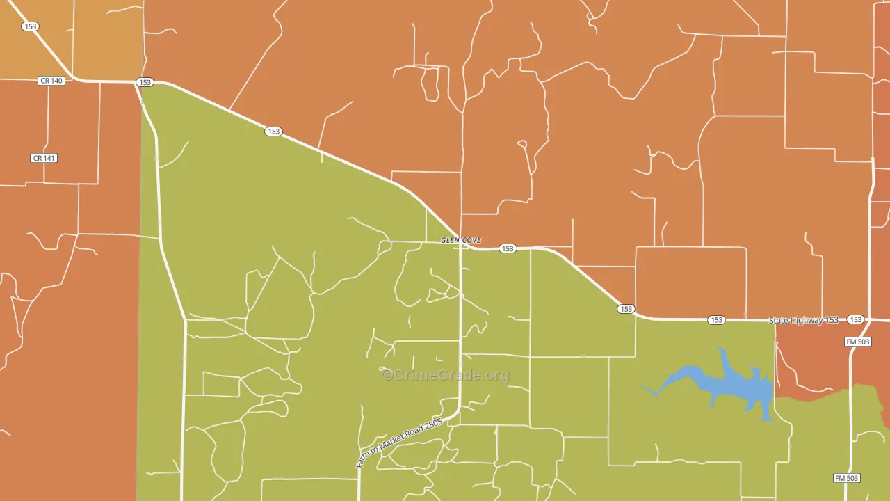 Glen Cove, TX Map of Arson Rates