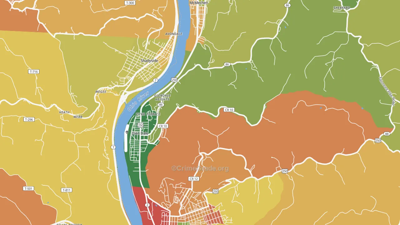Glen Dale, WV Map of Arson Rates