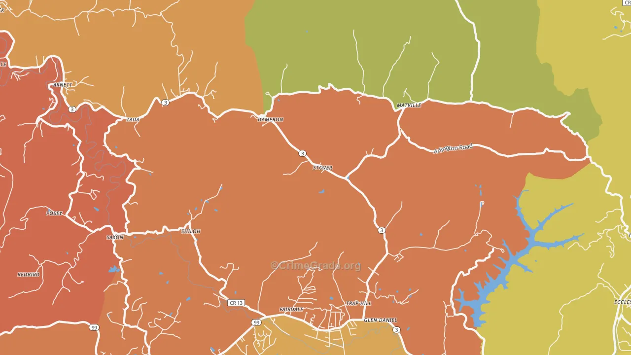 Glen Daniel, WV Map of Arson Rates