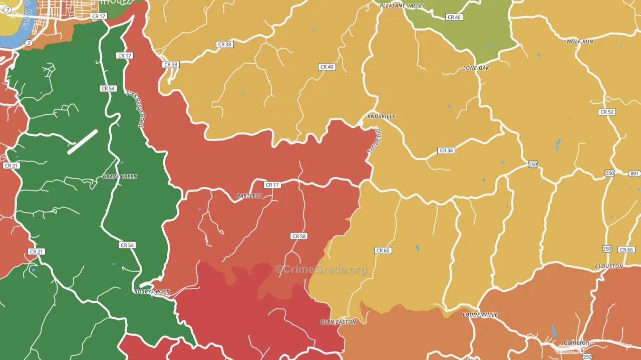 Glen Easton, WV Map of Arson Rates