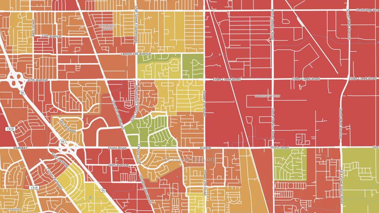 Glen Elder, Sacramento, CA Map of Arson Rates