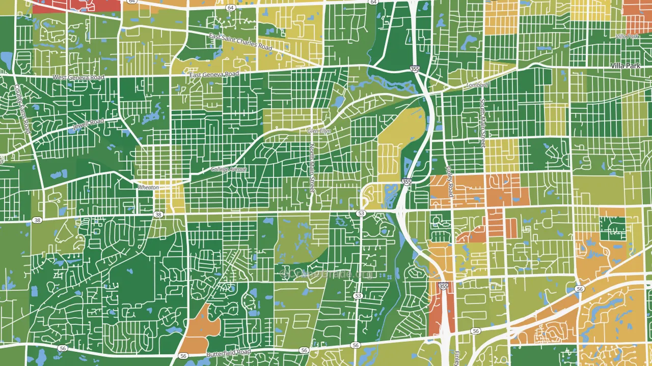 Glen Ellyn, IL Map of Arson Rates