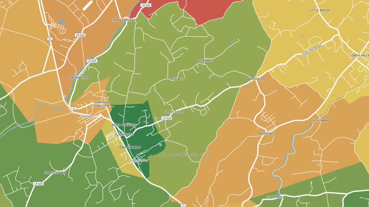 Glen Gardner, NJ Map of Arson Rates