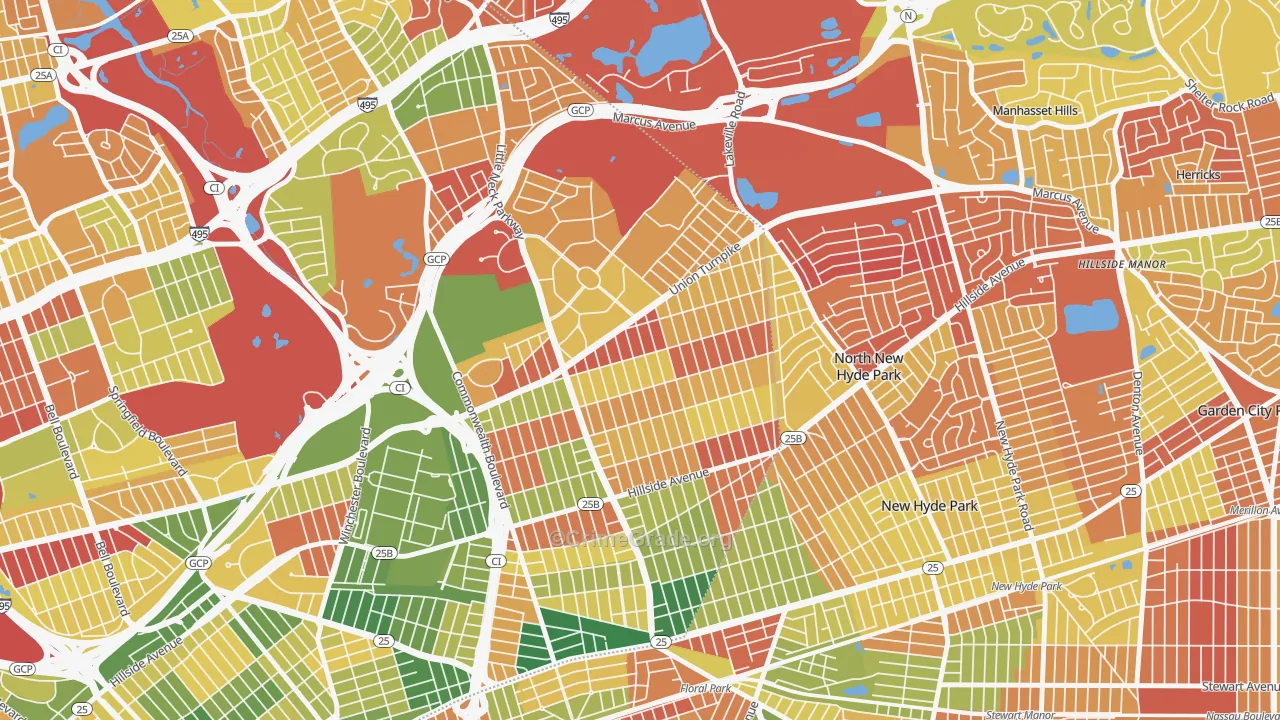 Glen Oaks, Queens, NY Map of Arson Rates