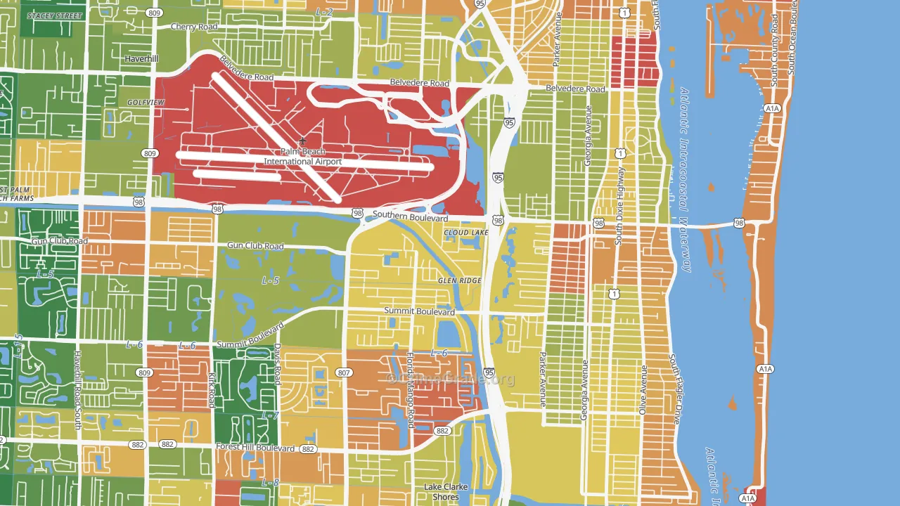 Glen Ridge, FL Map of Arson Rates