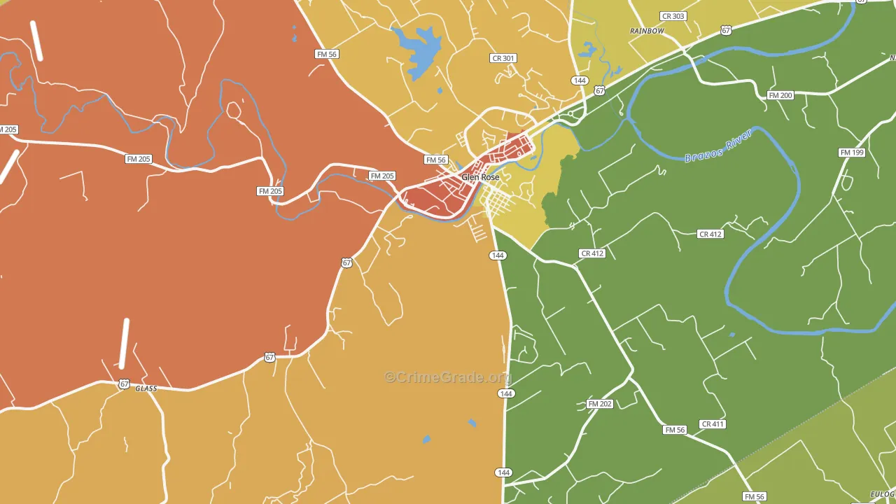 Glen Rose, TX Map of Arson Rates