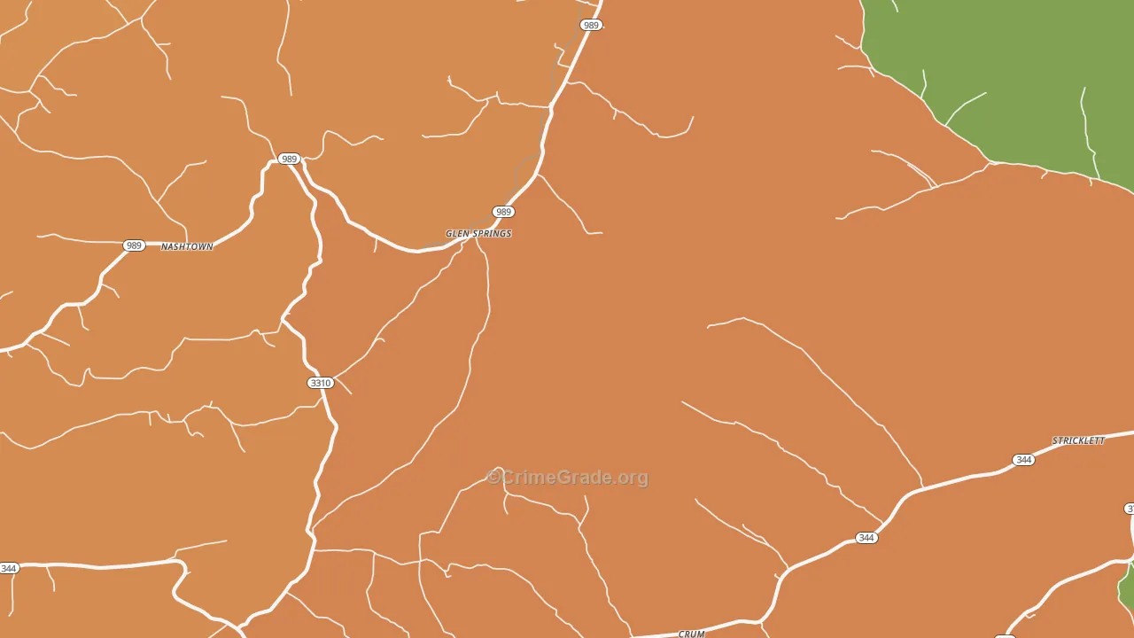 Glen Springs, KY Map of Arson Rates