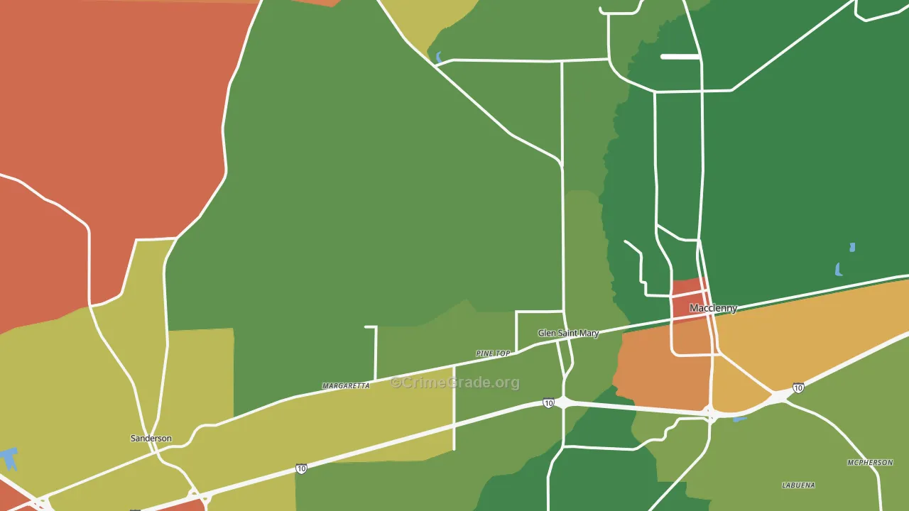Glen St. Mary, FL Map of Arson Rates